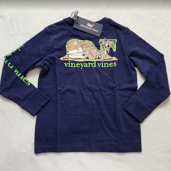New boys Vineyard Vines Halloween glow in the dark mummy whale long sleeve tee - Picture 1 of 8